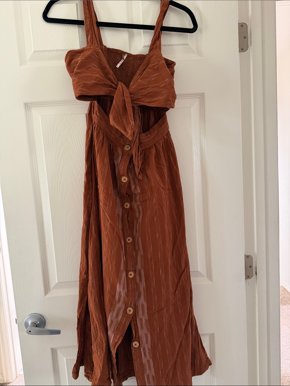 Free People Burnt Orange Tie-Front Midi Dress
